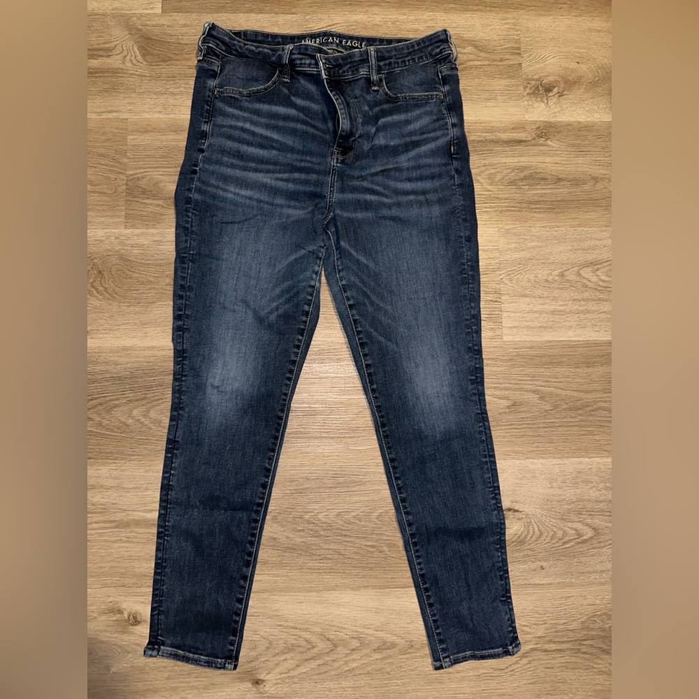 American Eagle Outfitters Skinny Jeans Women's Size 16 Blue Denim Cotton Stretch